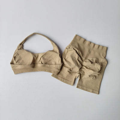 2-Piece Seamless Yoga Set for Women – Sports Bra & Shorts