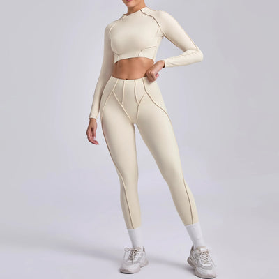 Seamless Yoga Set with High-Waist Leggings & Backless Bra