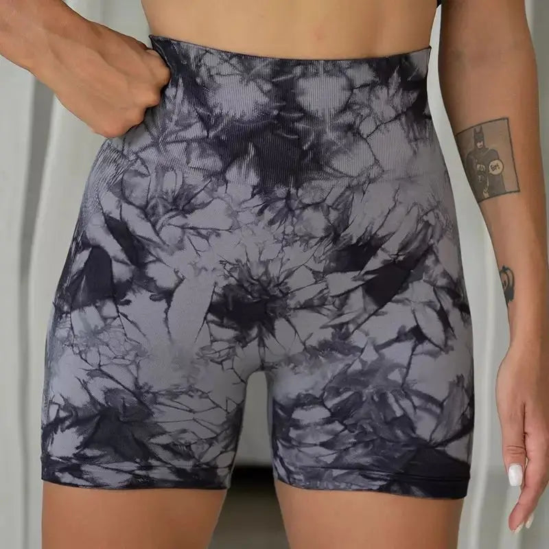 Women’s Tie-Dye High-Waist Yoga & Sports Shorts