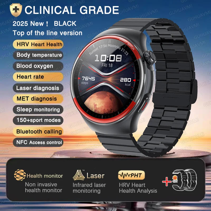2025 Nursing Health Smartwatch with Laser Blood Pressure Monitor