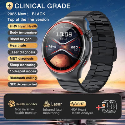 2025 Nursing Health Smartwatch with Laser Blood Pressure Monitor