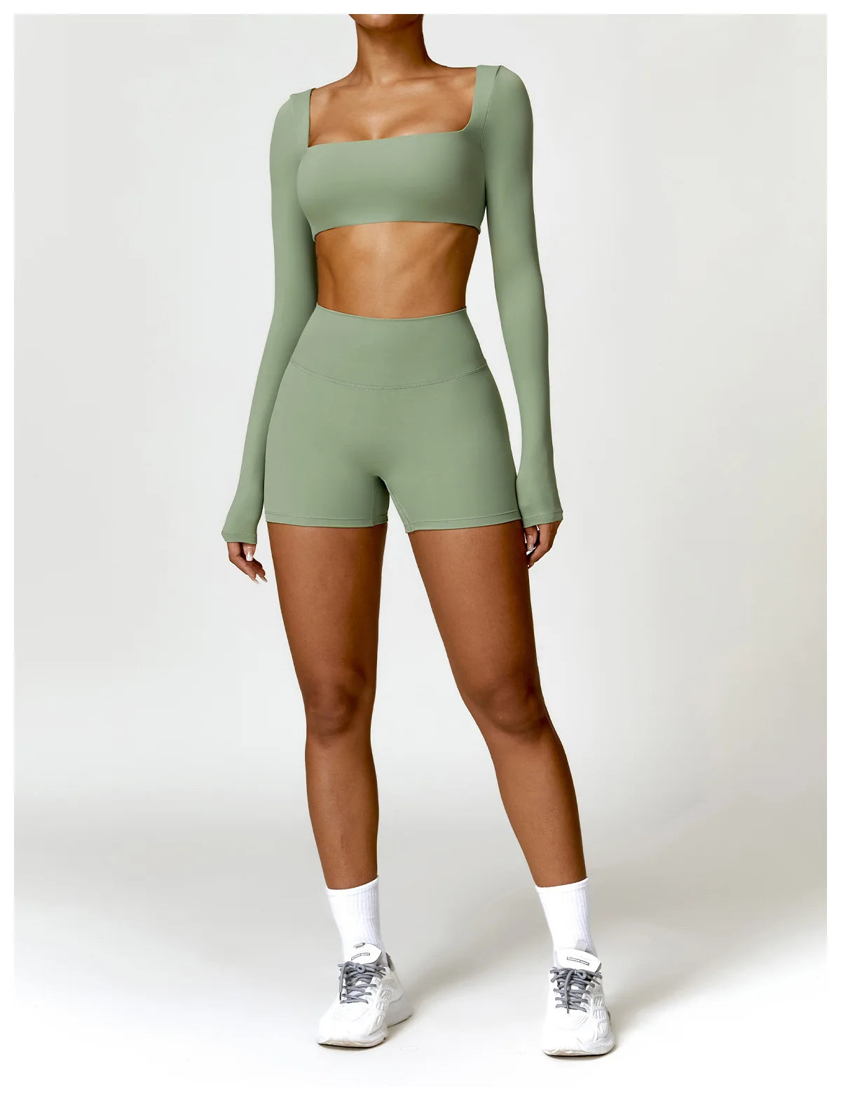 Hearuisavy Women’s Quick-Dry Sports Crop Top – Long Sleeve