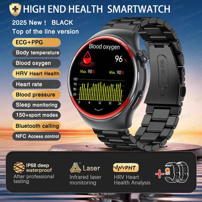 2025 Laser Detection Smartwatch with Blood Pressure & HRV