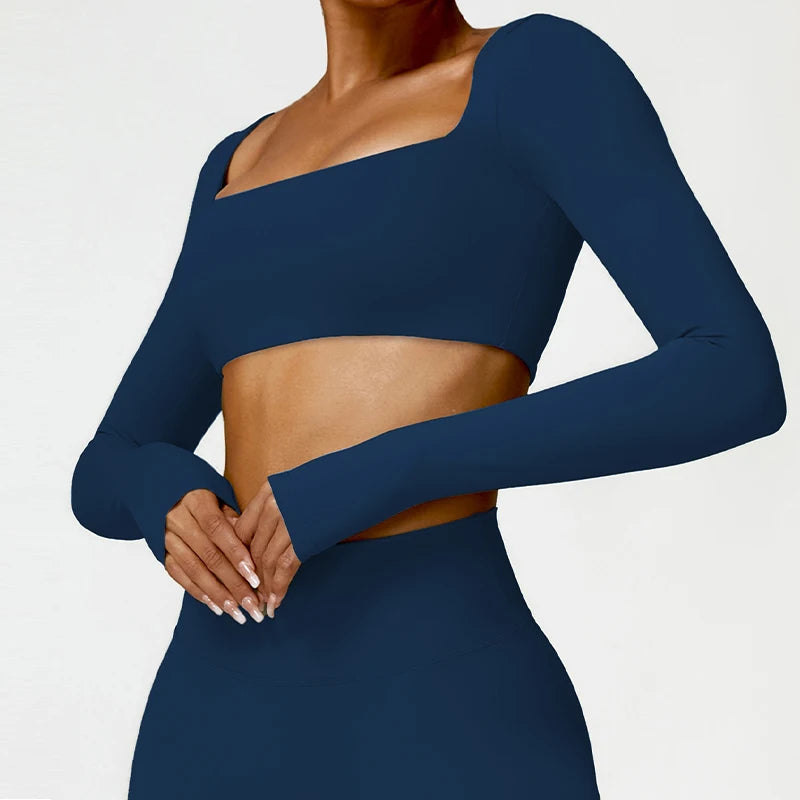 Hearuisavy Women’s Quick-Dry Sports Crop Top – Long Sleeve