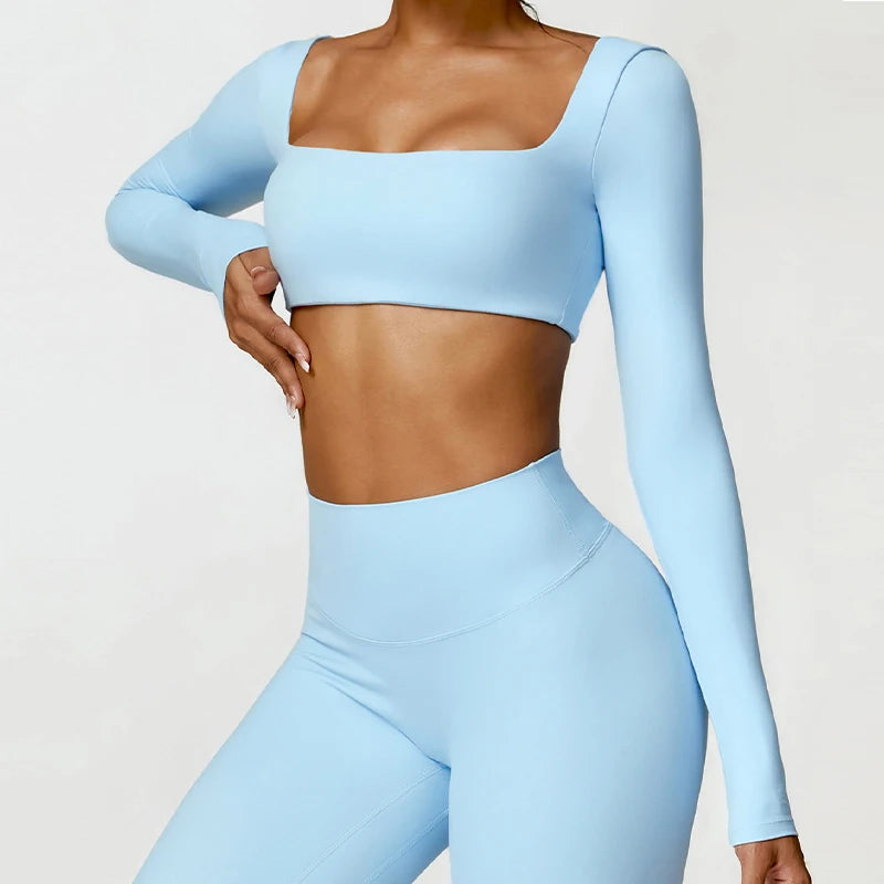 Hearuisavy Women’s Quick-Dry Sports Crop Top – Long Sleeve