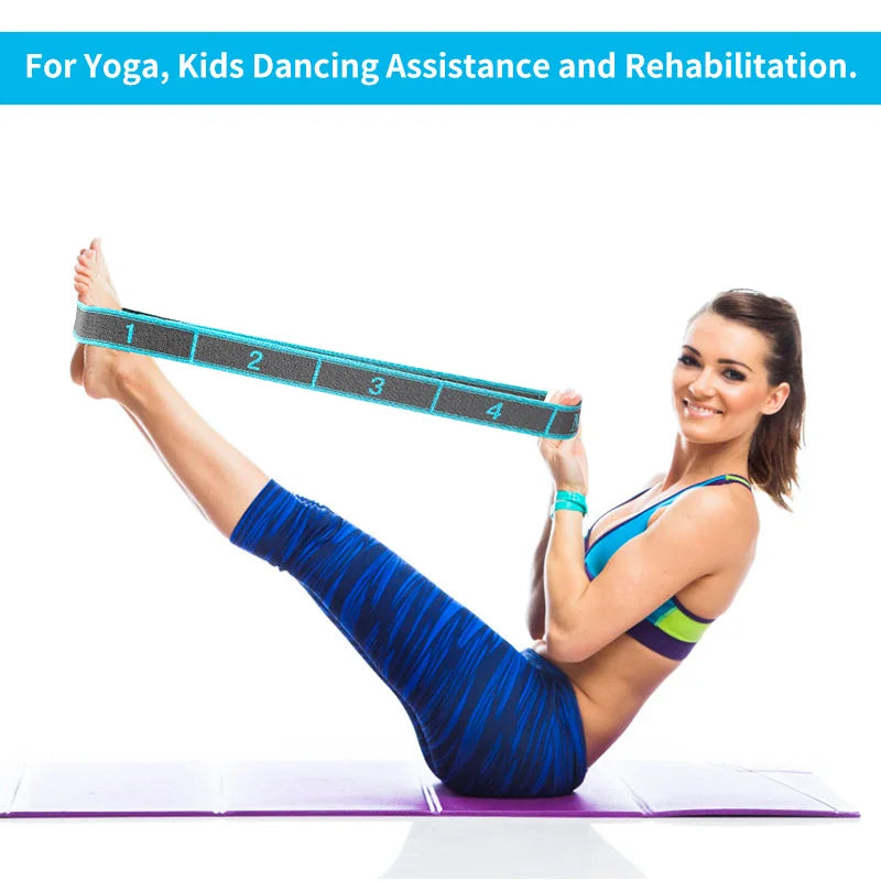 Elastic Yoga Stretching Strap with Loops for Yoga & Pilates