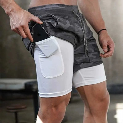 Men’s Camo 2-in-1 Quick-Dry Running Shorts