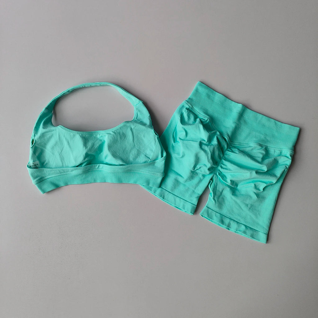 2-Piece Seamless Yoga Set for Women – Sports Bra & Shorts