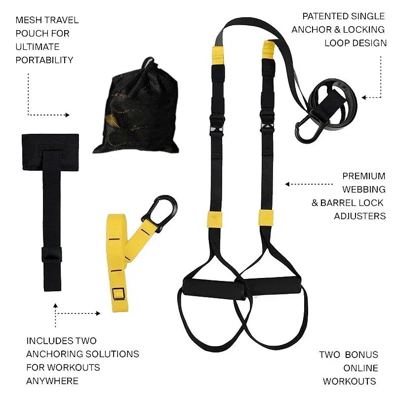 Adjustable Suspension Training Straps – Fitness & Yoga Workout System