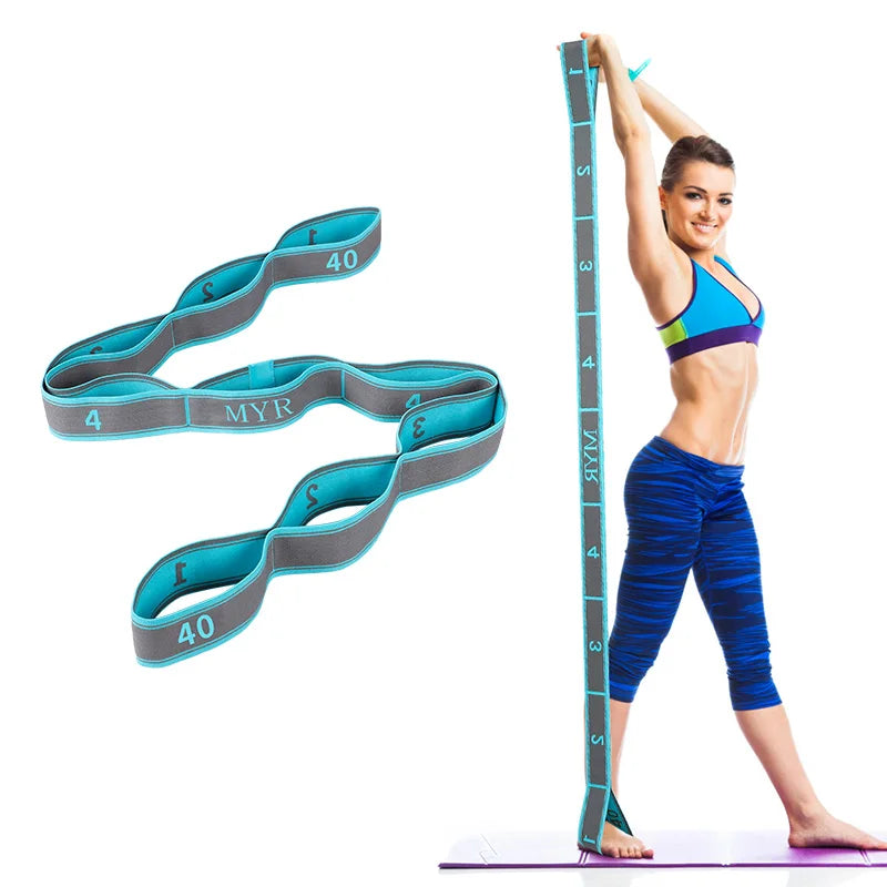 Elastic Yoga Stretching Strap with Loops for Yoga & Pilates