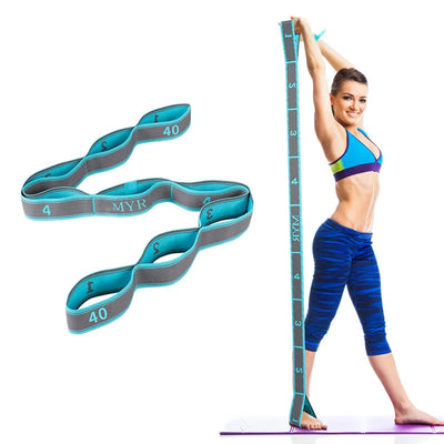 Elastic Yoga Stretching Strap with Loops for Yoga & Pilates