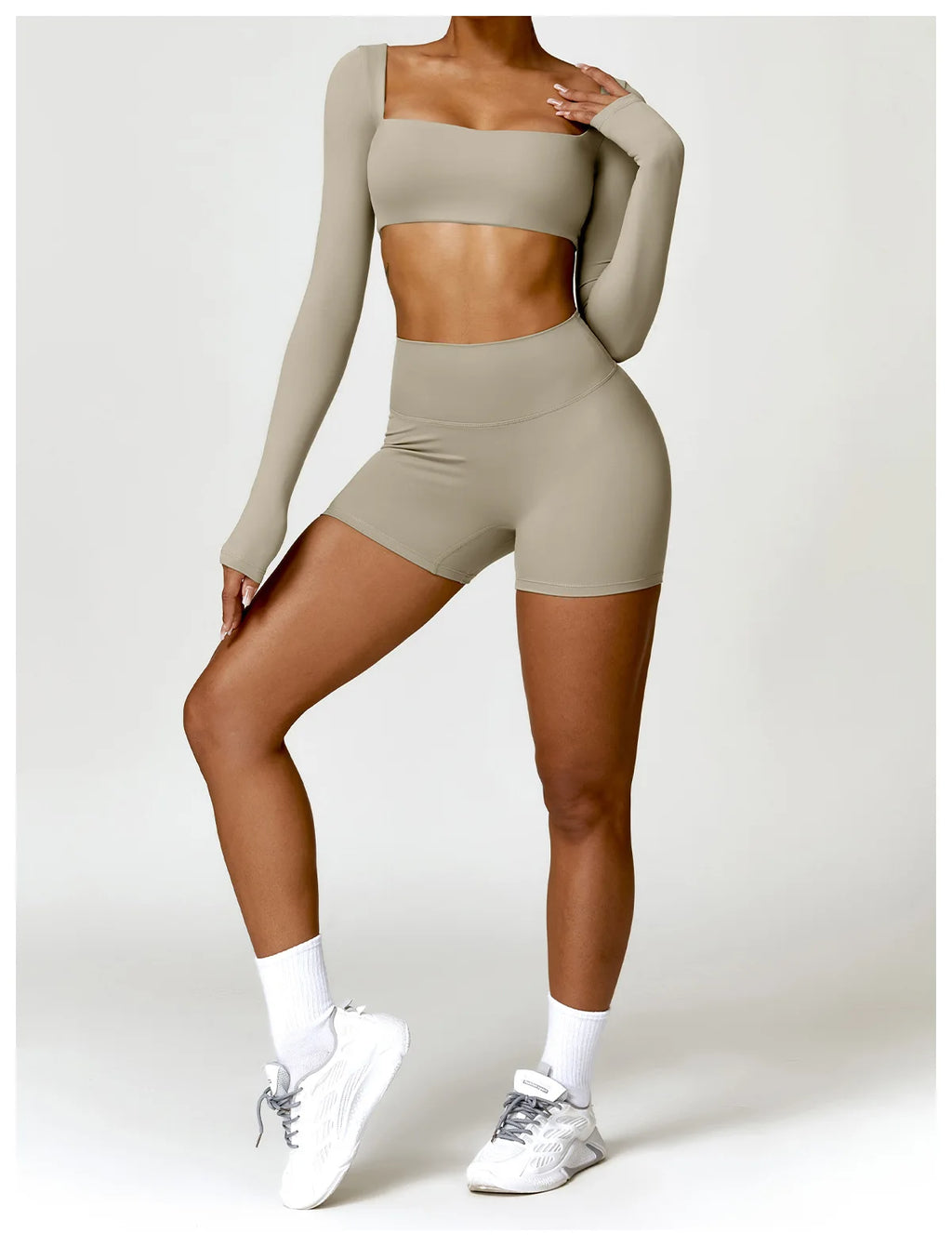 Hearuisavy Women’s Quick-Dry Sports Crop Top – Long Sleeve