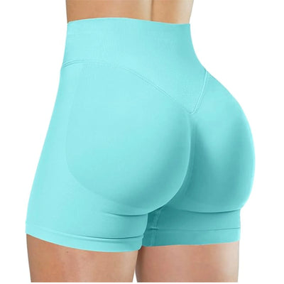 High-Waist Summer Yoga Shorts – Solid Color Fitness Pants