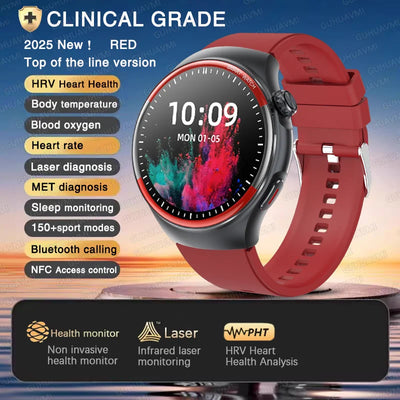 2025 Nursing Health Smartwatch with Laser Blood Pressure Monitor