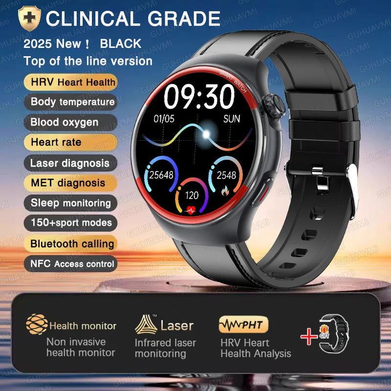 2025 Nursing Health Smartwatch with Laser Blood Pressure Monitor