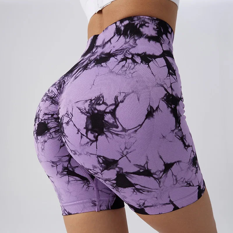 Women’s Tie-Dye High-Waist Yoga & Sports Shorts