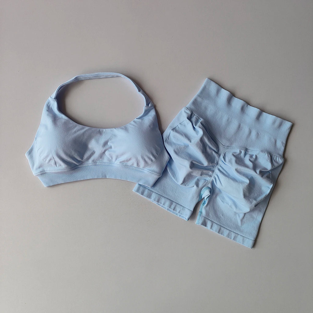 2-Piece Seamless Yoga Set for Women – Sports Bra & Shorts