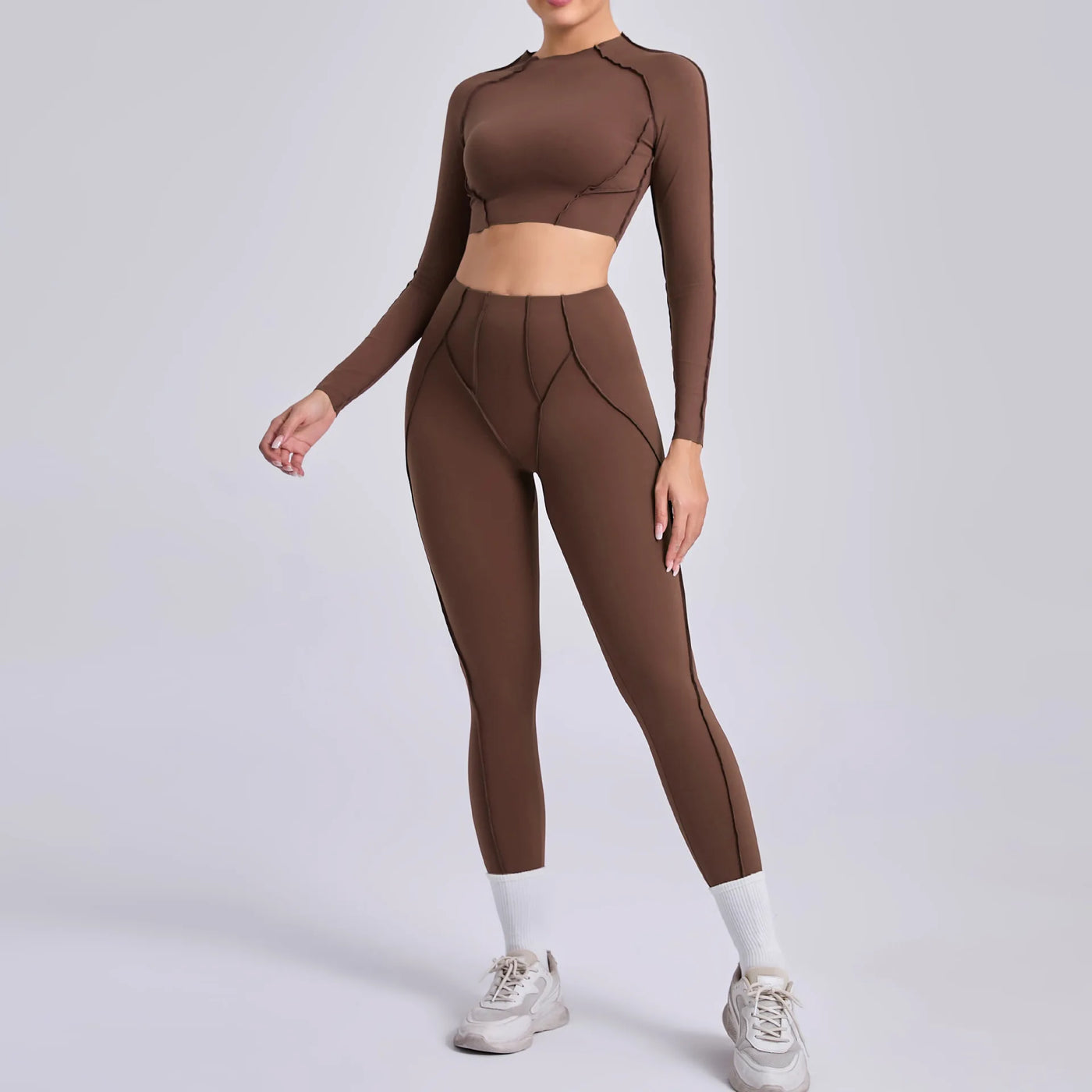 Seamless Yoga Set with High-Waist Leggings & Backless Bra