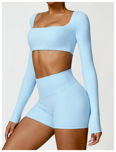 Hearuisavy Women’s Quick-Dry Sports Crop Top – Long Sleeve