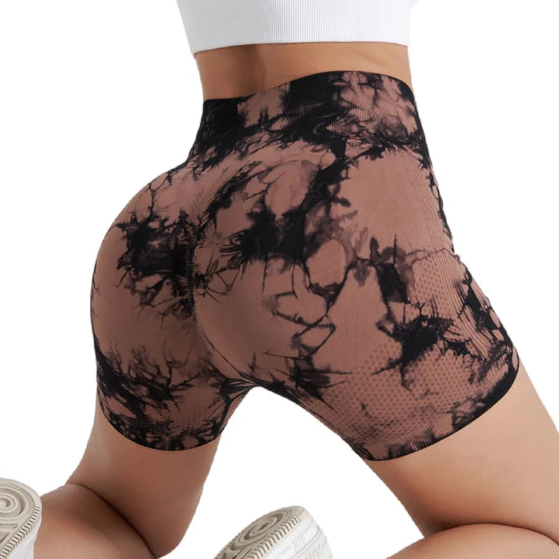 Women’s Tie-Dye High-Waist Yoga & Sports Shorts