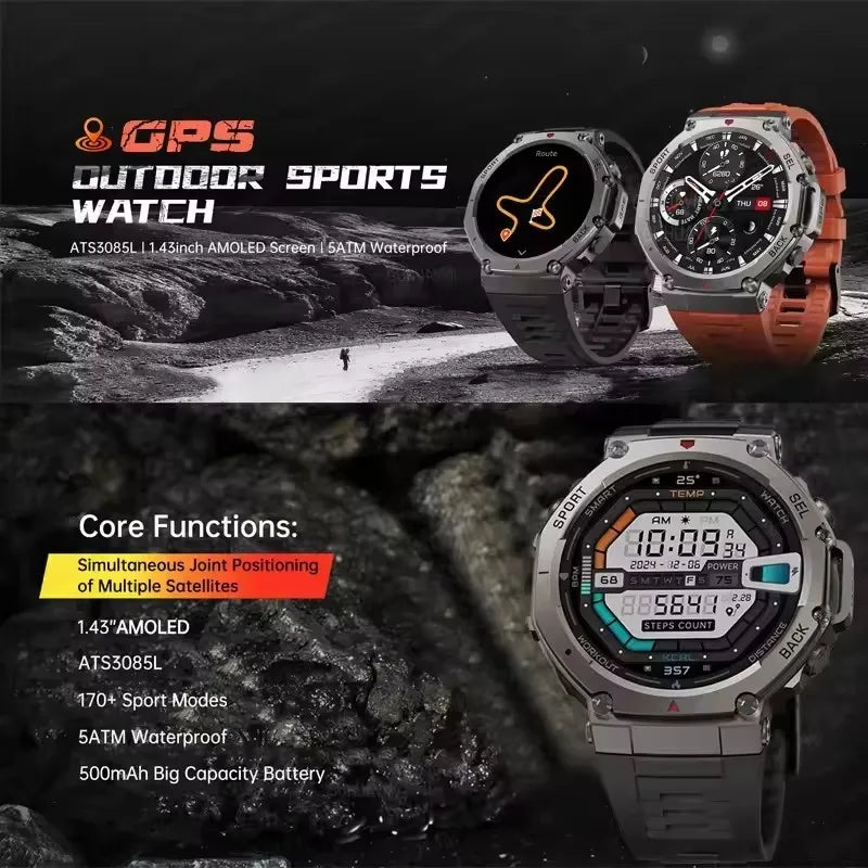 T-Rex 3 Ultra GPS Smart Watch 5 ATM Waterproof Built-in Dual-band GNSS Compass Military Sport Smartwatch Men 2025 New For Xiaomi