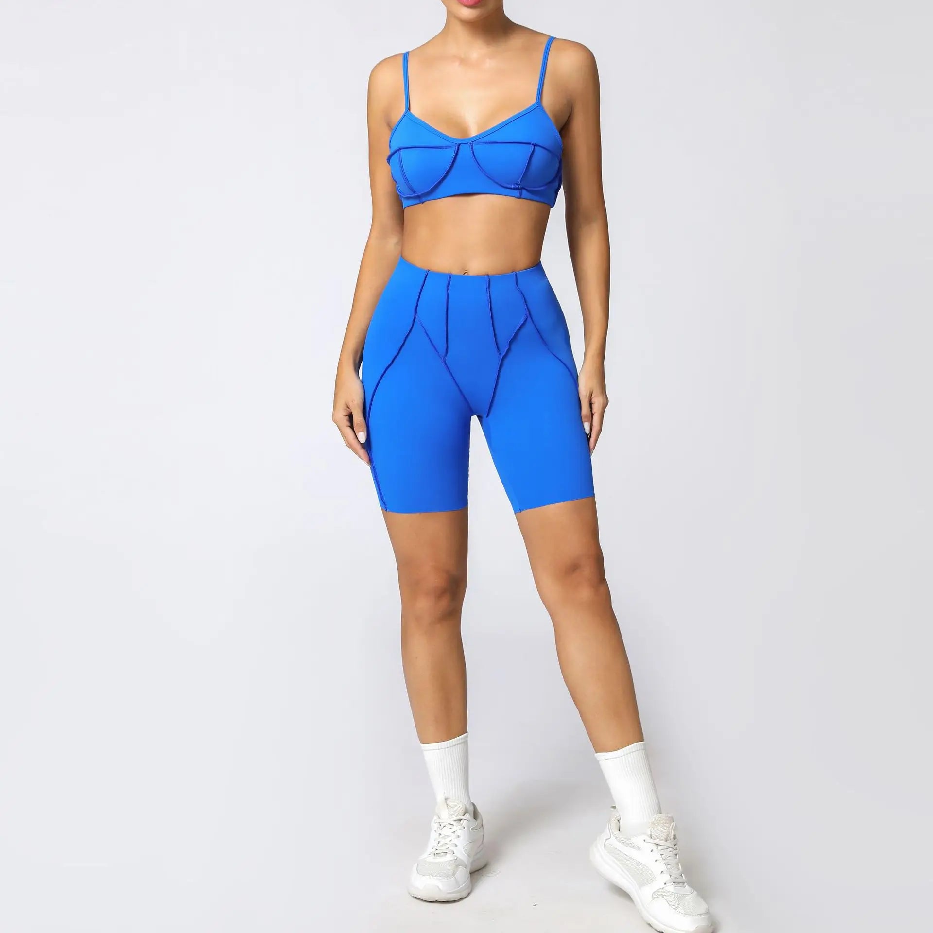 Seamless Yoga Set with High-Waist Leggings & Backless Bra