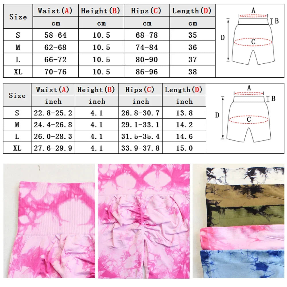 Women’s Tie-Dye High-Waist Yoga & Sports Shorts