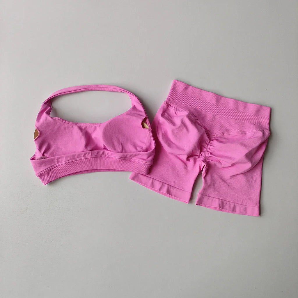2-Piece Seamless Yoga Set for Women – Sports Bra & Shorts