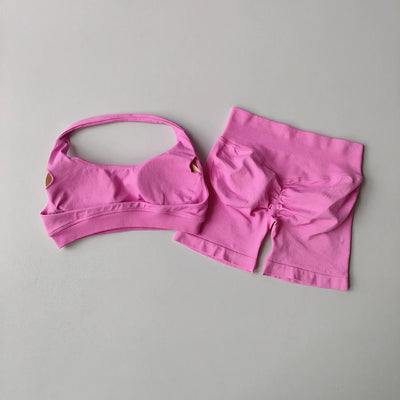 2-Piece Seamless Yoga Set for Women – Sports Bra & Shorts