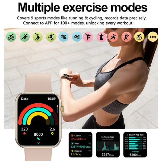 2025 Smartwatch 1.9" HD – Bluetooth Call, Heart Rate, Waterproof Fitness Watch