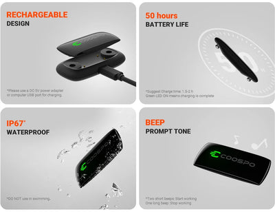 COOSPO H9Z Rechargeable Heart Rate Monitor Chest Strap