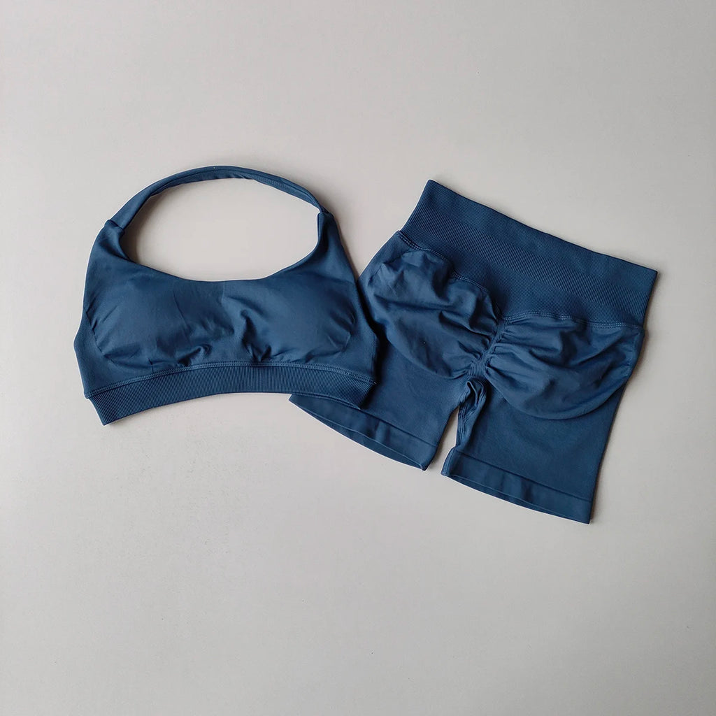 2-Piece Seamless Yoga Set for Women – Sports Bra & Shorts