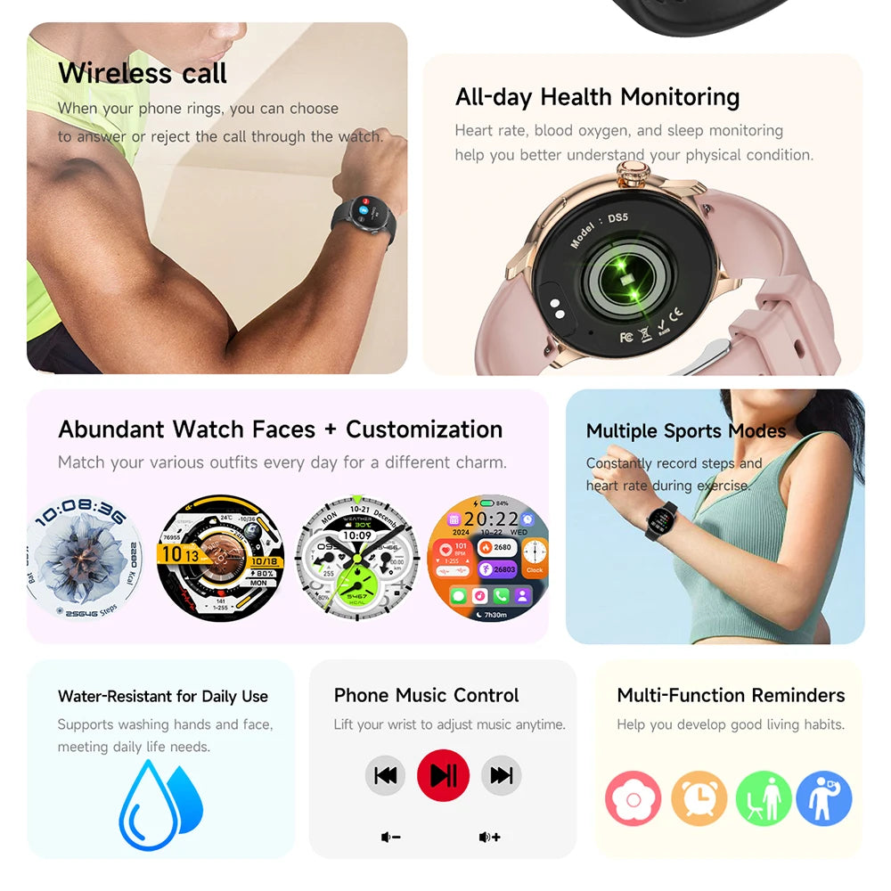 Ultra-thin Luxury Smartwatch Woman GPS Motion Trajectory Bluetooth Call Health Dynamic Island Waterproof Smart Watch Android IOS