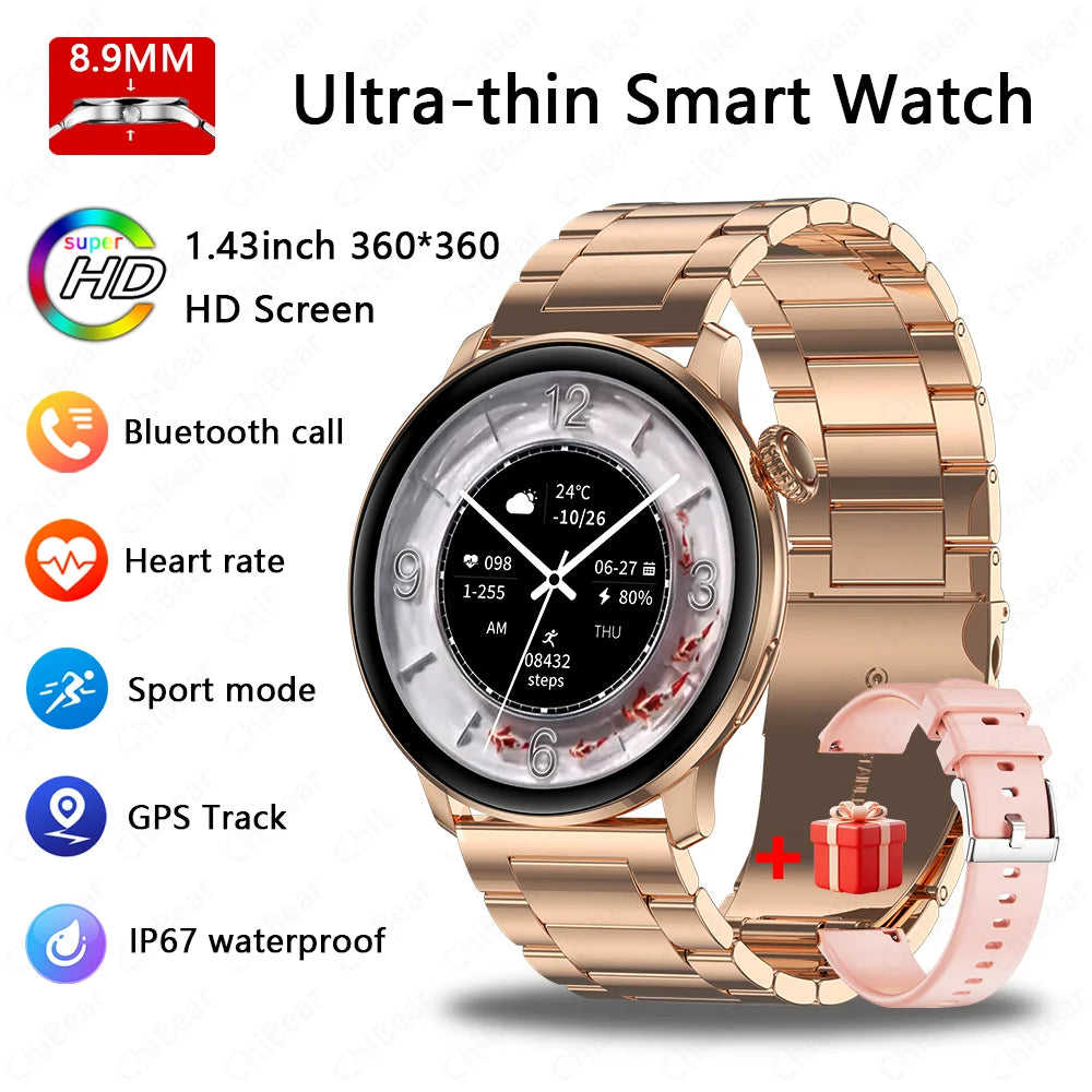 Ultra-thin Luxury Smartwatch Woman GPS Motion Trajectory Bluetooth Call Health Dynamic Island Waterproof Smart Watch Android IOS
