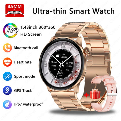 Ultra-thin Luxury Smartwatch Woman GPS Motion Trajectory Bluetooth Call Health Dynamic Island Waterproof Smart Watch Android IOS