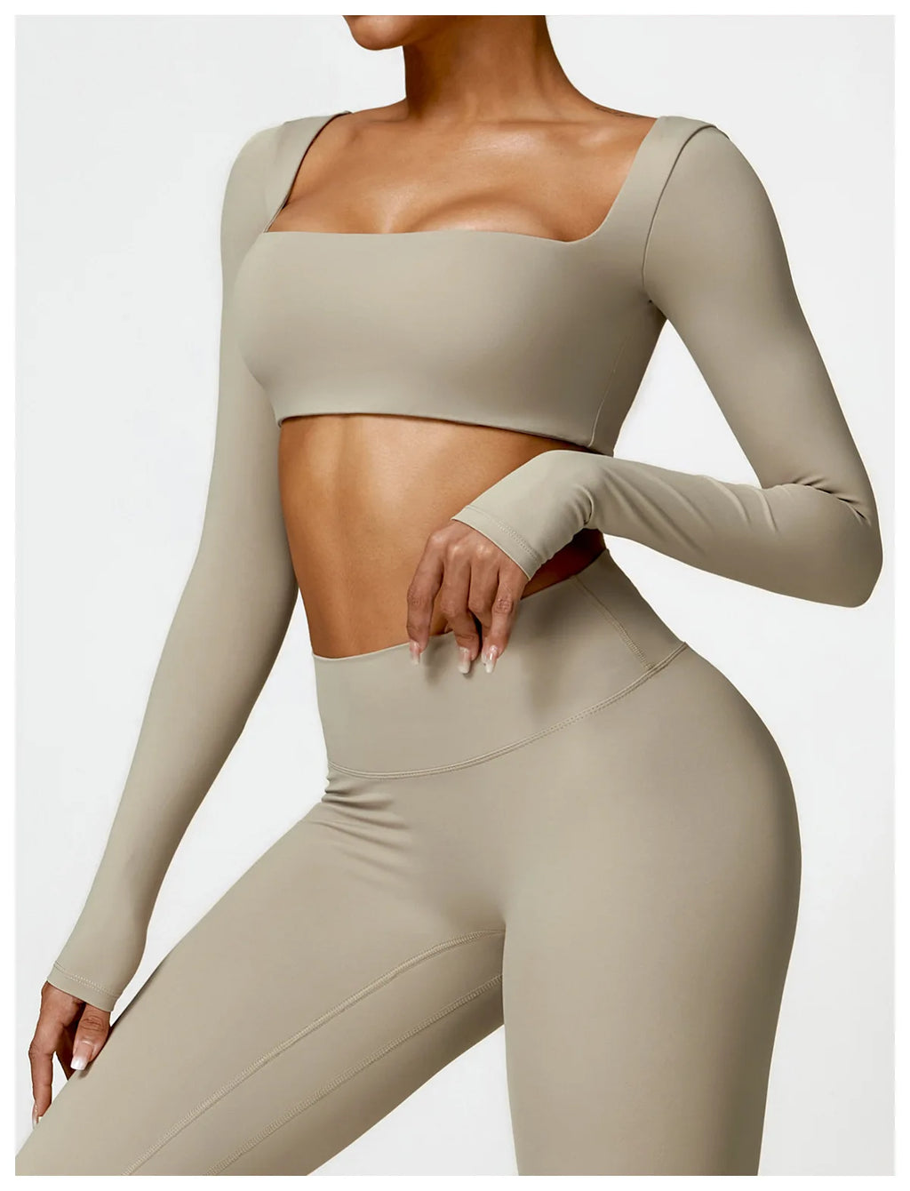 Hearuisavy Women’s Quick-Dry Sports Crop Top – Long Sleeve