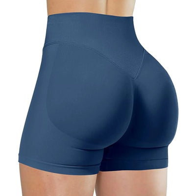 High-Waist Summer Yoga Shorts – Solid Color Fitness Pants