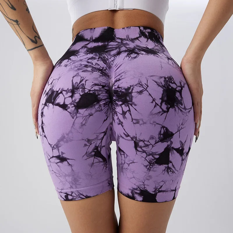 Women’s Tie-Dye High-Waist Yoga & Sports Shorts