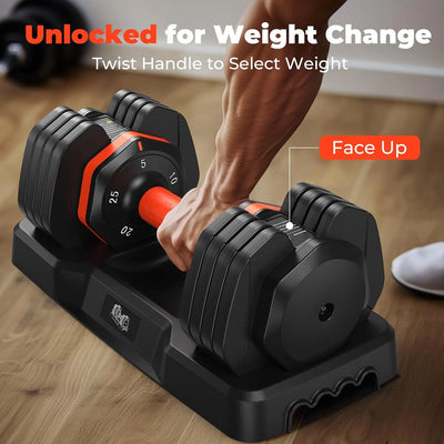 Adjustable 25LB Dumbbell Set with Anti-Slip Handle