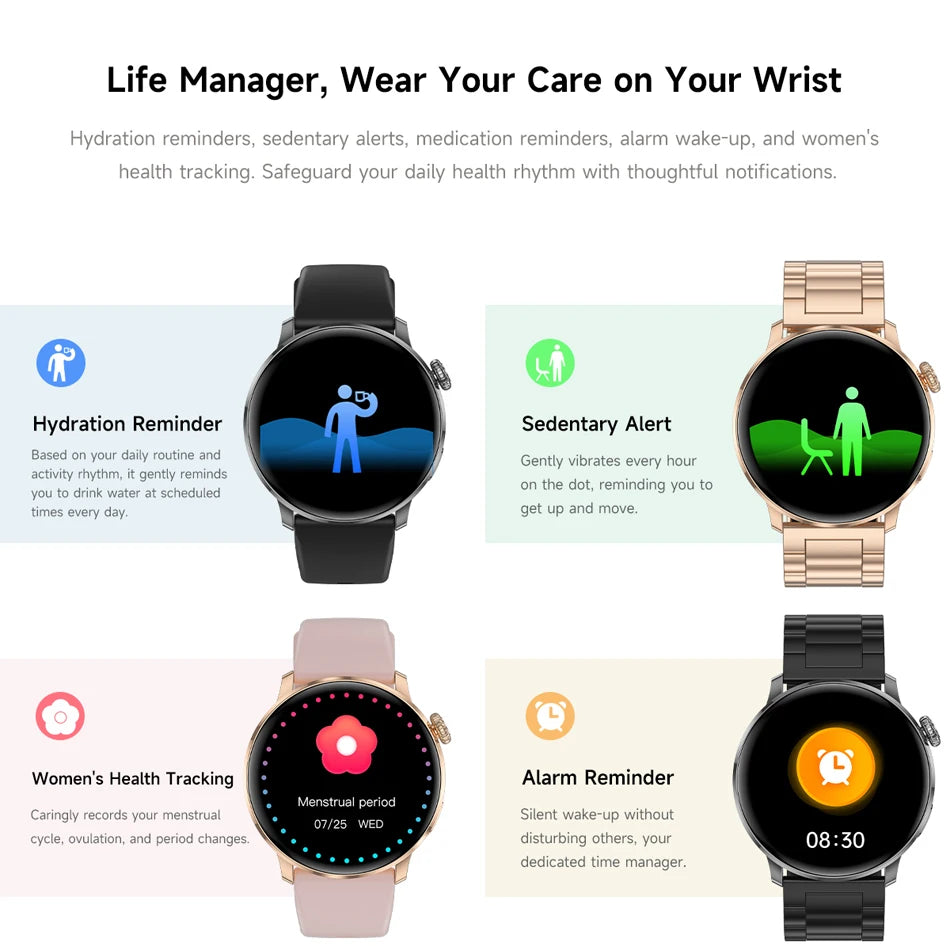 Ultra-thin Luxury Smartwatch Woman GPS Motion Trajectory Bluetooth Call Health Dynamic Island Waterproof Smart Watch Android IOS