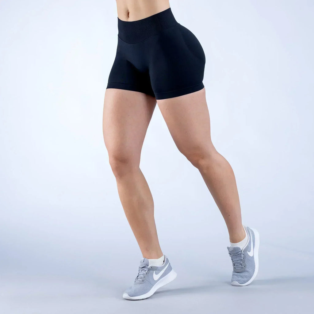 High-Waist Summer Yoga Shorts – Solid Color Fitness Pants