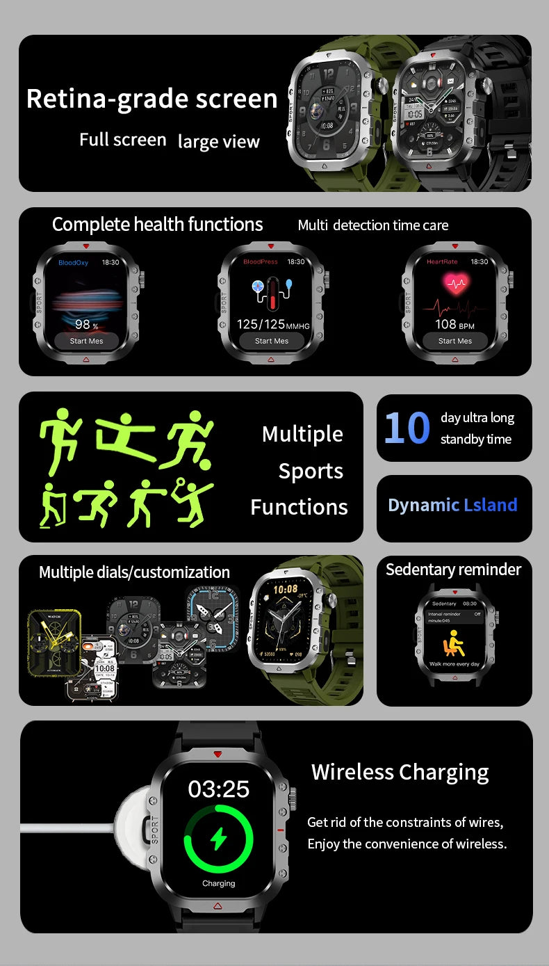 AXASFIT Smartwatch – 2.01" HD Screen with Bluetooth Call