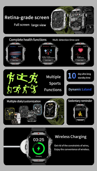 AXASFIT Smartwatch – 2.01" HD Screen with Bluetooth Call