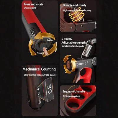 Adjustable Hand Grip Strengthener 5–100kg for Wrist & Forearm Training