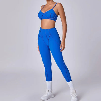 Seamless Yoga Set with High-Waist Leggings & Backless Bra
