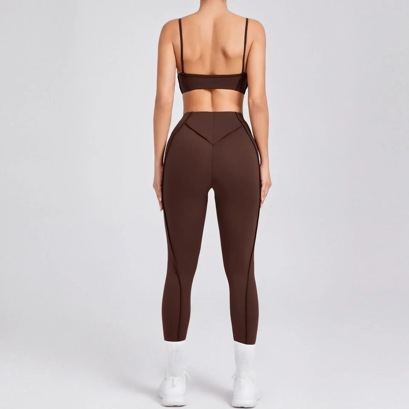 Seamless Yoga Set with High-Waist Leggings & Backless Bra