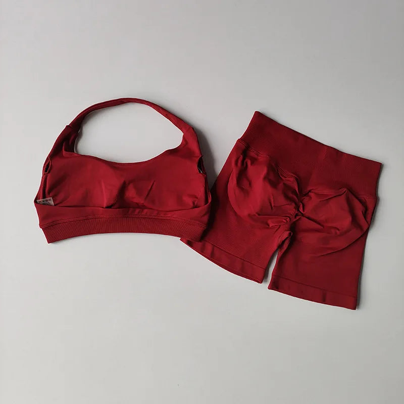2-Piece Seamless Yoga Set for Women – Sports Bra & Shorts