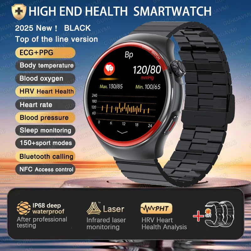 2025 Laser Detection Smartwatch with Blood Pressure & HRV