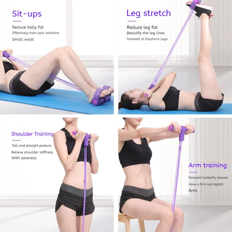 6-Tube Multi-Function Resistance Bands with Pedal Puller