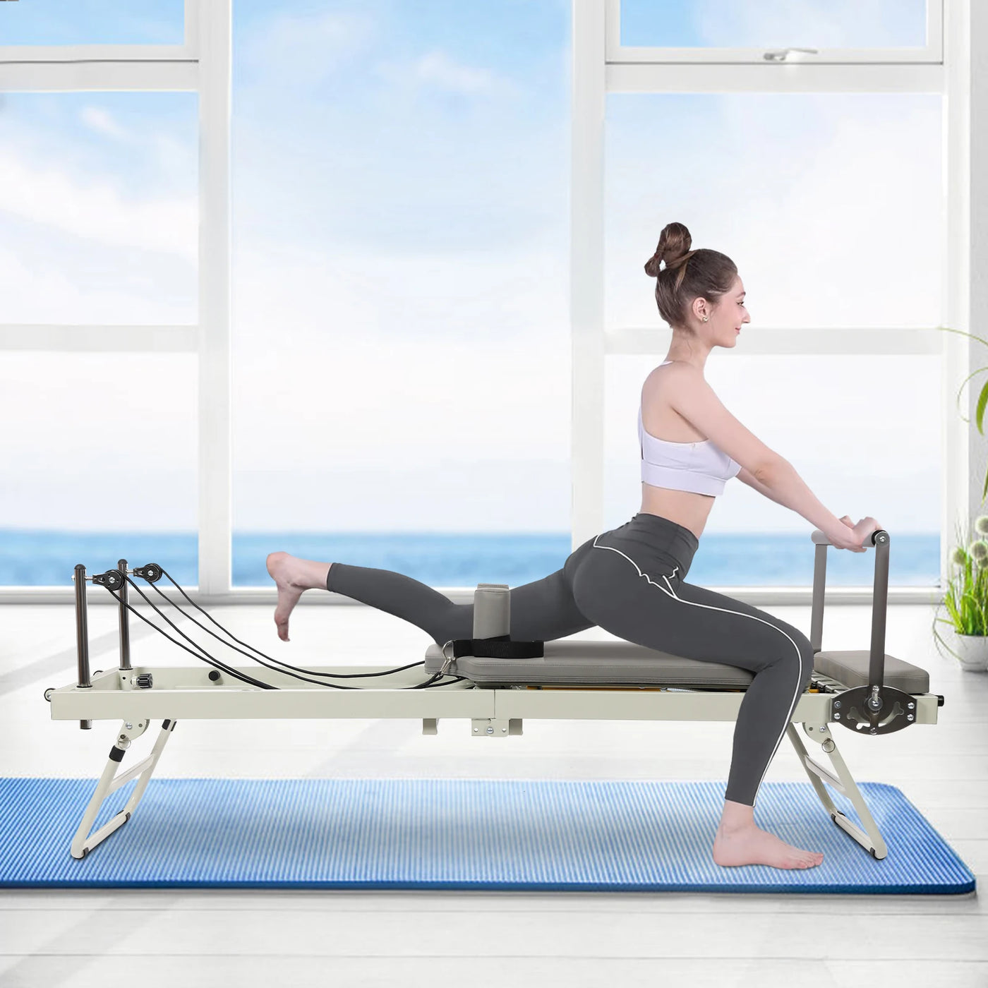Foldable Steel Pilates Reformer Machine for Home & Office